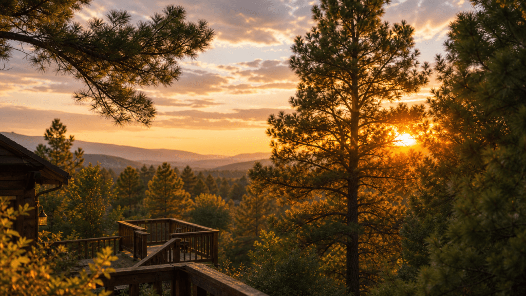 Pine forest at golden hour near Munds Park, Arizona